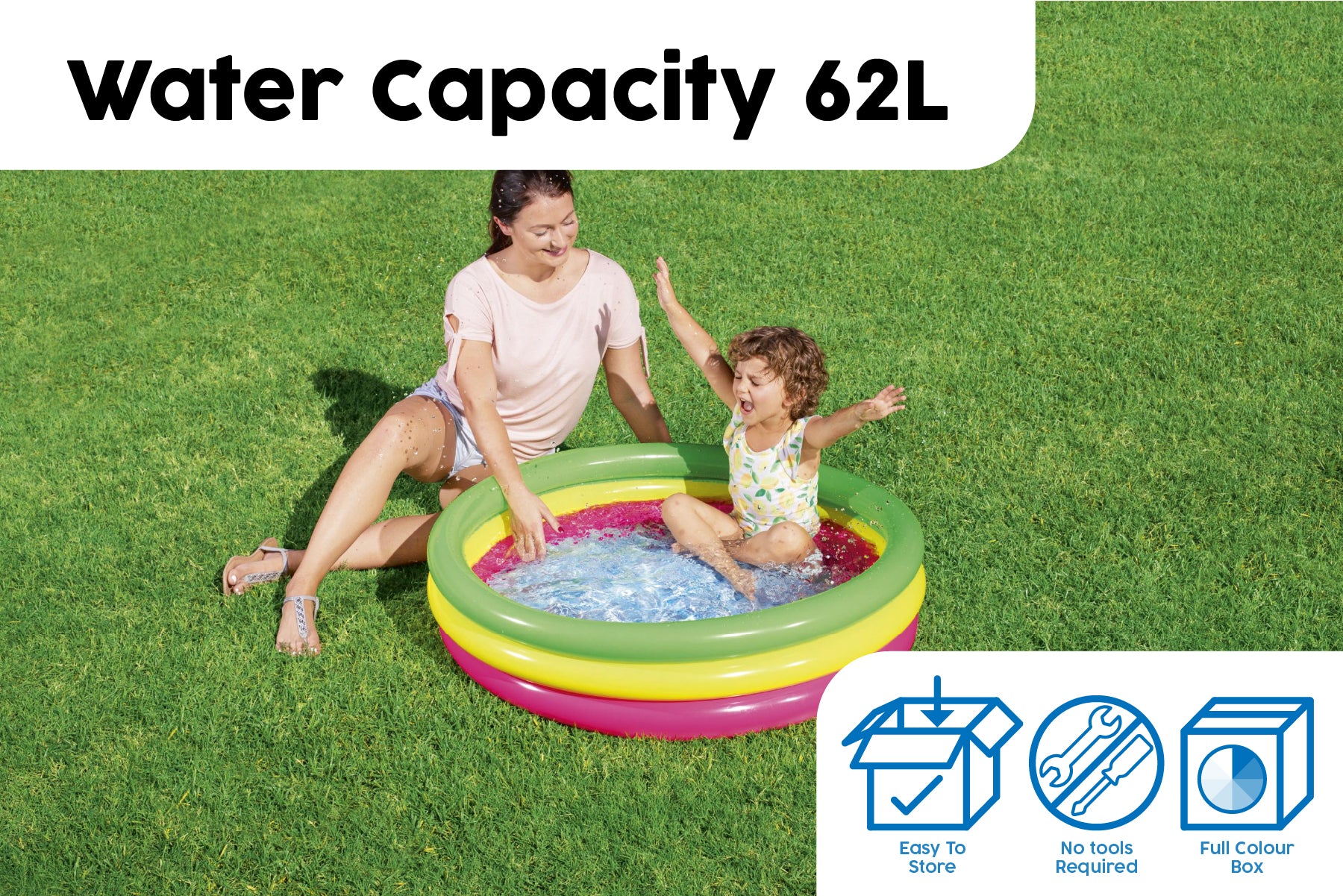 3-Ring Colourful Kids Inflatable Paddling Pool