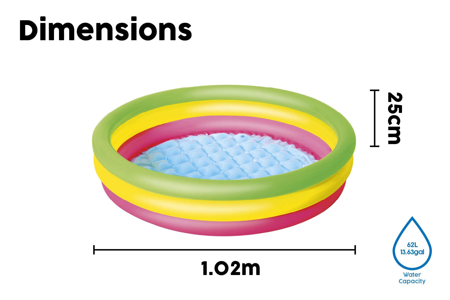 3-Ring Colourful Kids Inflatable Paddling Pool