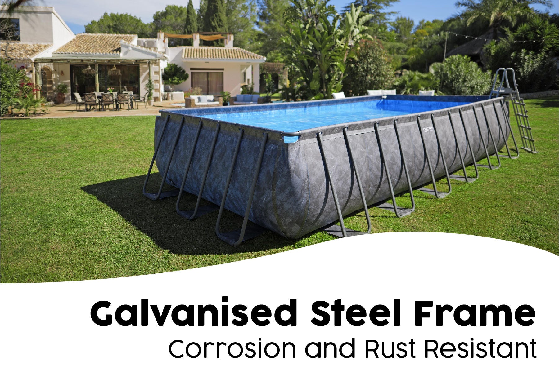 galvanised steel frame abive ground pool