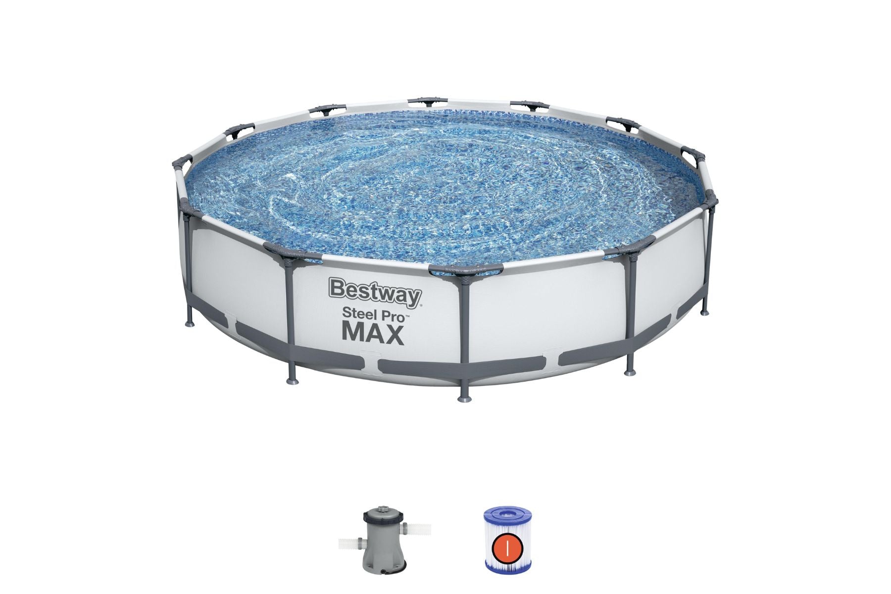 12ft x 30in Grey Round Steel Pro Max Above Ground Pool Set - Outlet