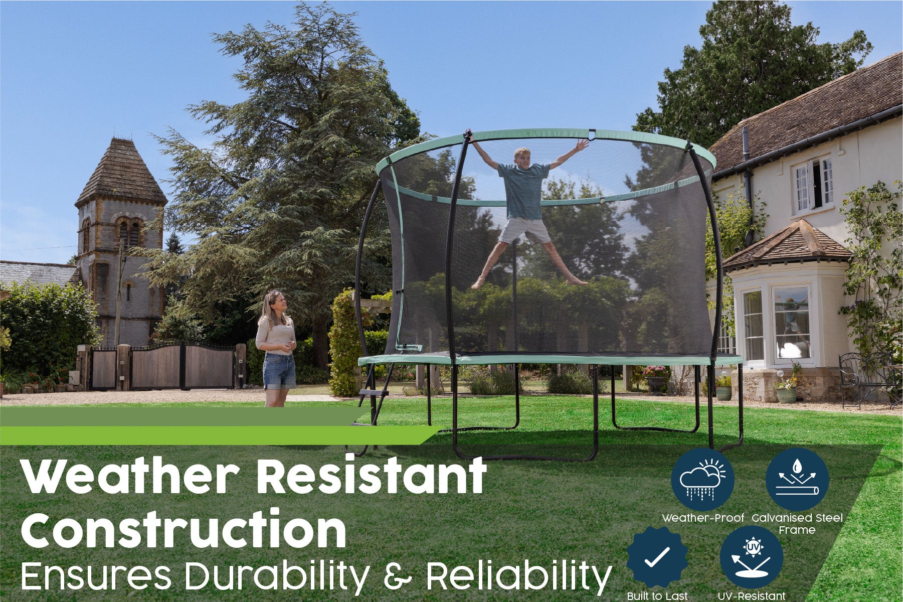 weather resistant trampoline for kids 