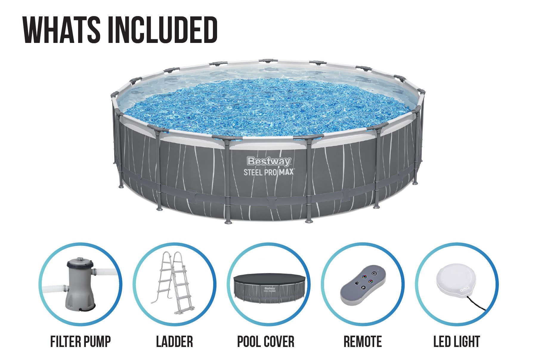 led above ground pool with complete set
