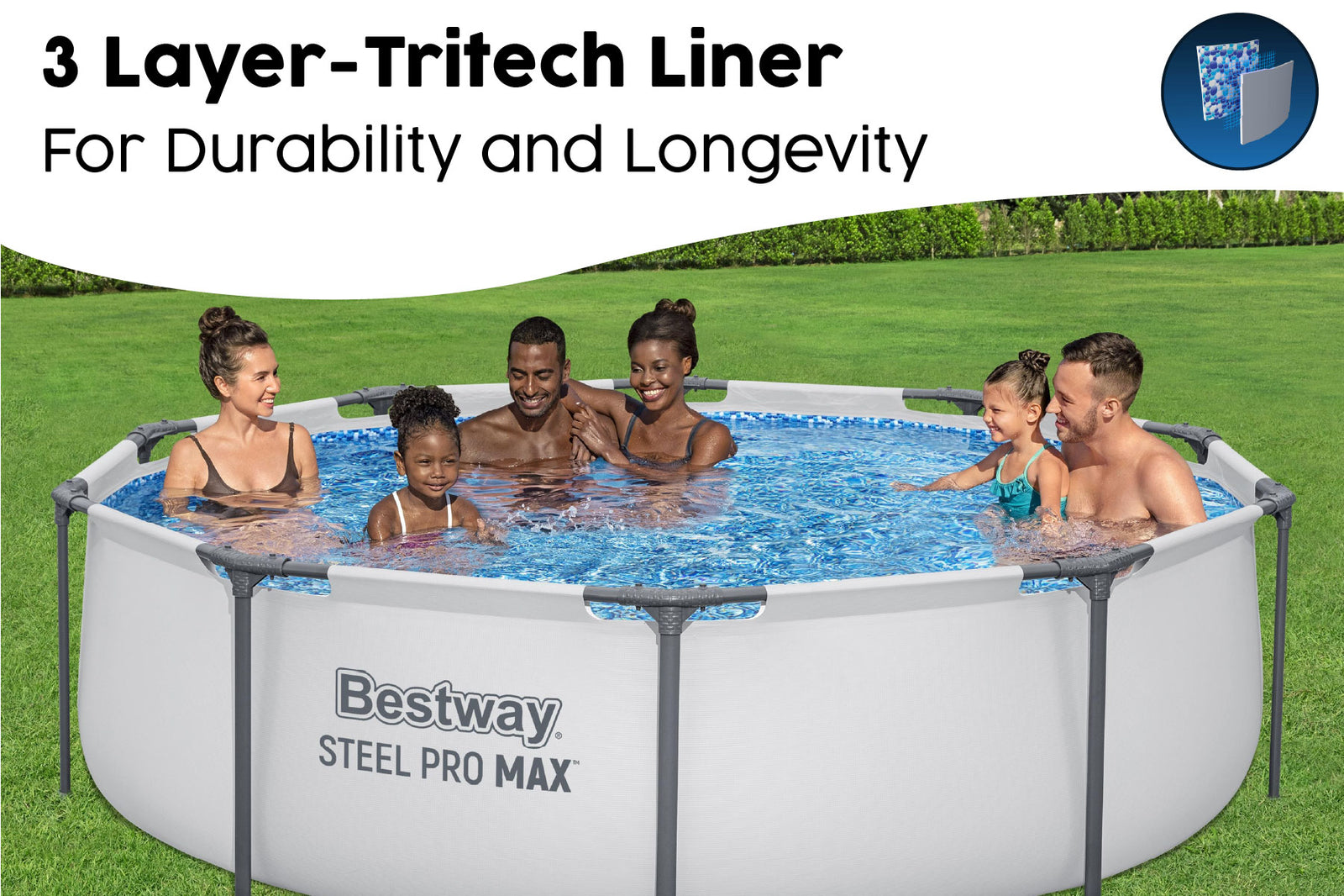 10ft Steel Pro Max Swimming Pool - Grey - Round | Bestway Store UK ...