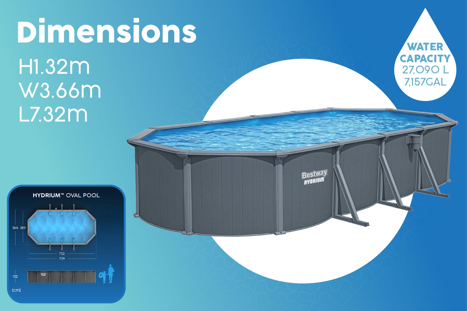 large steel frame above ground pool