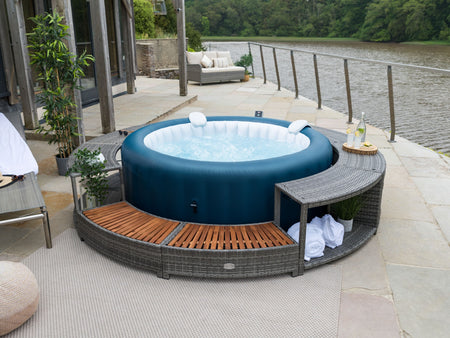 Round Rattan Hot Tub Surround 200cm Grey