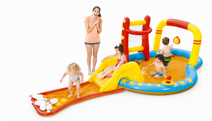 Kids Inflatable Lil' Champ Paddling Pool Water Play Centre, with Activities