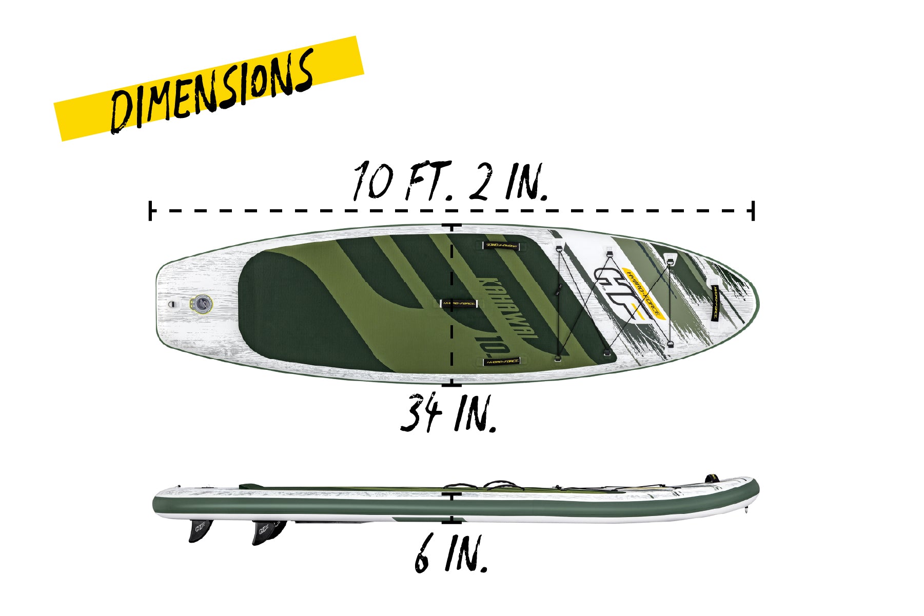 Hydro-Force 10ft  2" Inflatable Paddle Board SUP Set - Kahawai