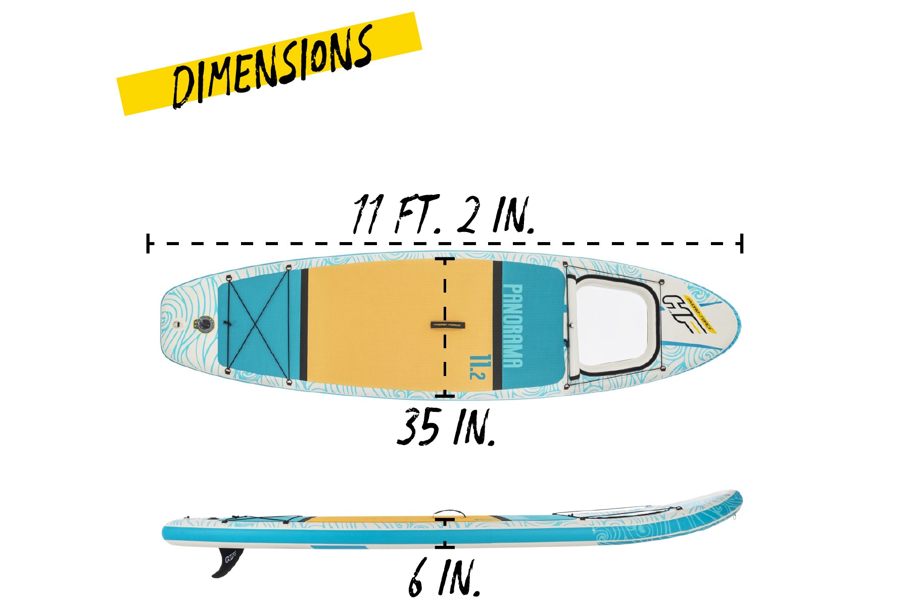 Hydro-Force 11ft Inflatable Paddle Board SUP Set - Panorama