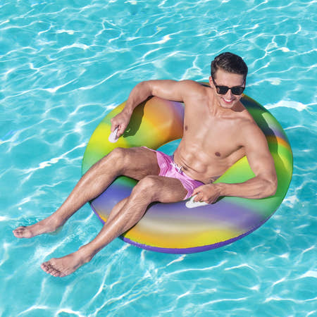 Inflatable Rainbow Swim Ring Pool Float