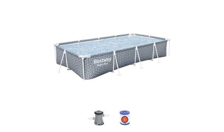 12 x 6.7ft Geometric Leaf Steel Pro™ Rectangular Pool Set