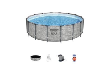 16ft Steel Pro Max Stone Pool Set