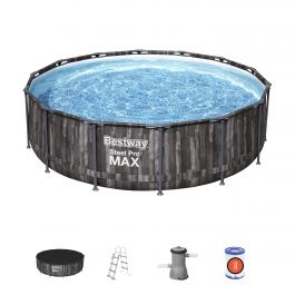 14ft Steel Pro Max Grey Wooden Round Pool